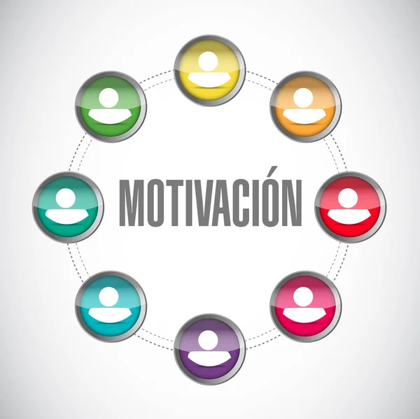 Motivation nätverk avatar cykel tecken på spanska — Stockfoto