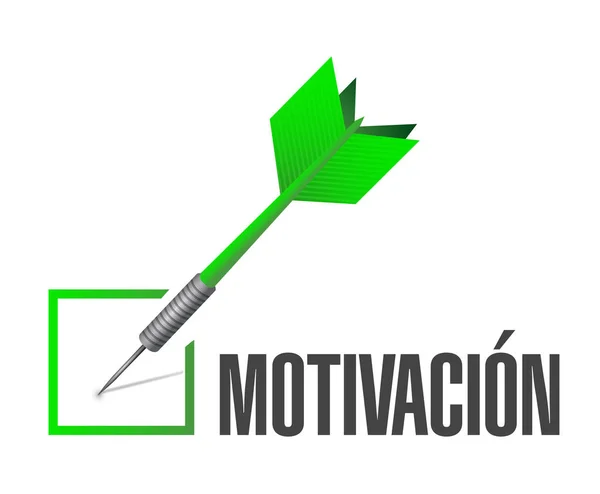 Motivação verificar sinal de dardo no conceito espanhol — Fotografia de Stock