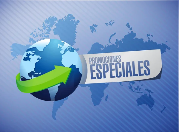 Promoções especiais em espanhol conceito de sinal global — Fotografia de Stock