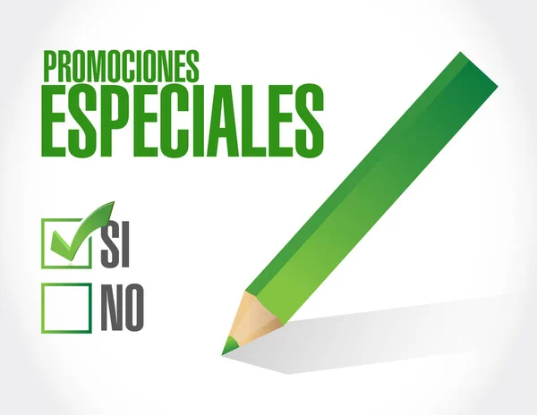 Promoções especiais em sinal de aprovação espanhol — Fotografia de Stock
