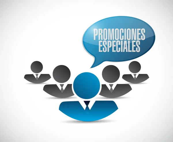 Promoções especiais em espanhol sinal de trabalho em equipe — Fotografia de Stock