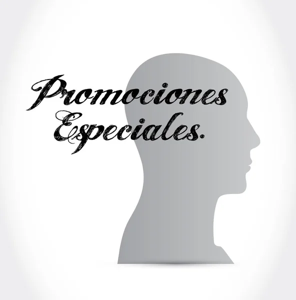 İspanyolca özel promosyonlar işareti kavramı beyin — Stok fotoğraf