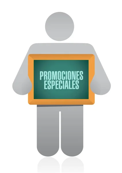 Speciale aanbiedingen in het Spaans ondertekenen concept — Stockfoto
