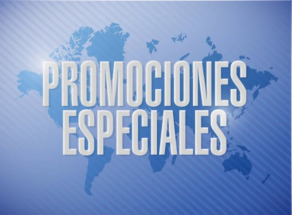 Promotions spéciales en espagnol signe du monde concept — Photo
