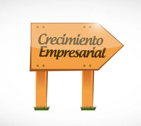 İş büyüme ahşap işareti İspanyolca. — Stok fotoğraf