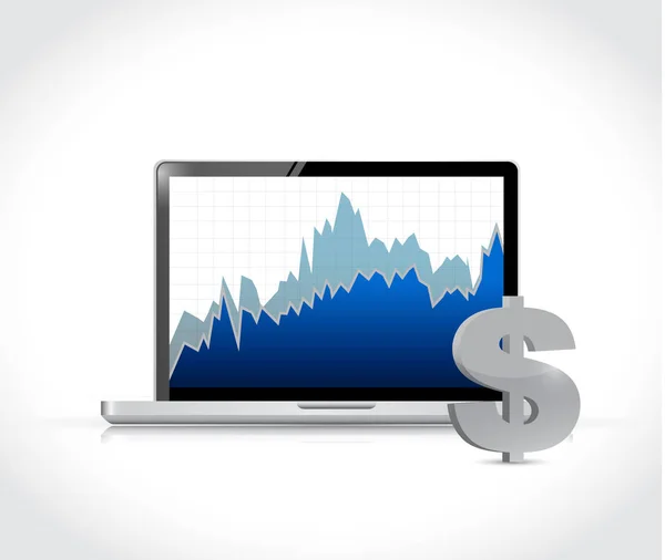 Dollar valuta graf på en bärbar dator. — Stockfoto