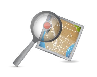 GPS konumu araştırma illüstrasyon tasarımı göster