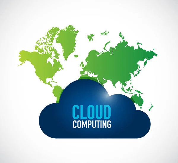 Cloud computing world map illustration — Stock Photo, Image