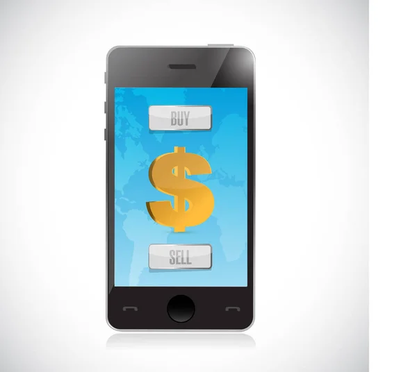 Comprar ou vender moeda dólar com smartphone. forex — Fotografia de Stock
