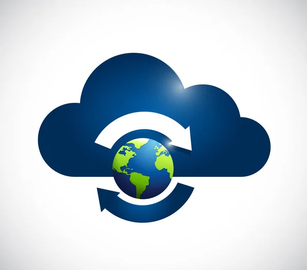 Σύννεφο υπολογιστών διεθνή κύκλο εικονίδιο — Φωτογραφία Αρχείου