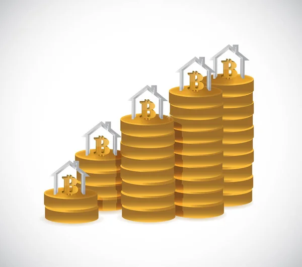 Bitcoin Home Financials Konzept Illustration — Stockfoto