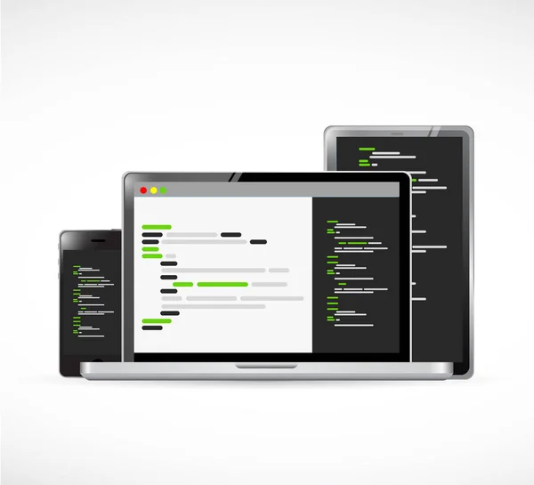 コンピューター、タブレット、スマート フォンのコーディング — ストック写真