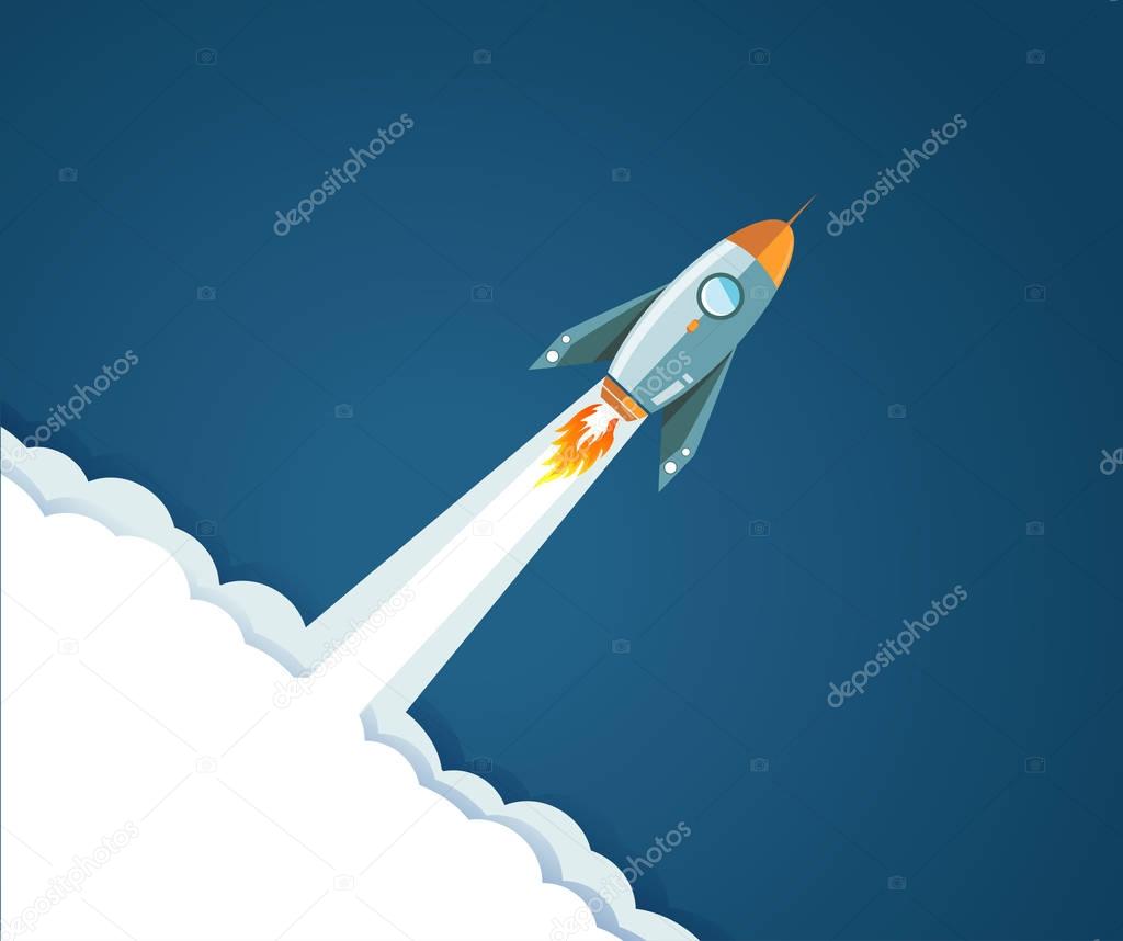 flying rocket illustration design