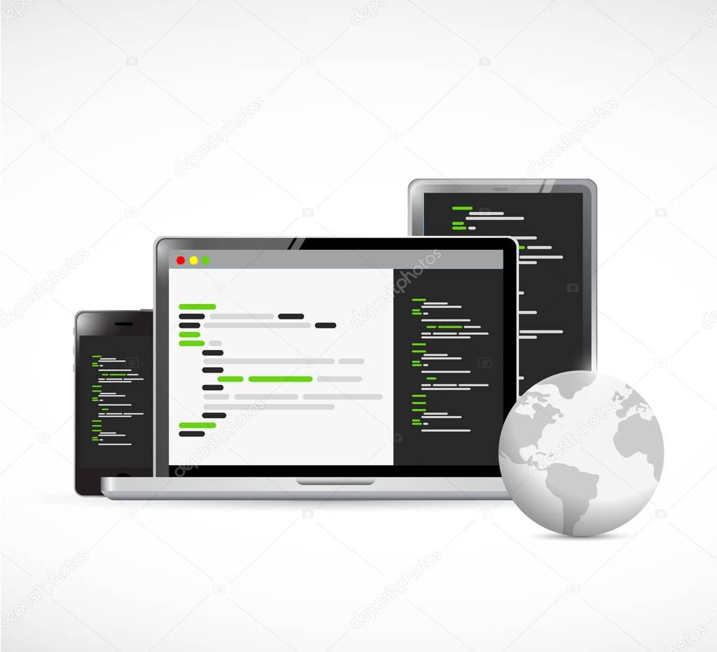 International coding electronics concept illustration isolated over a white background