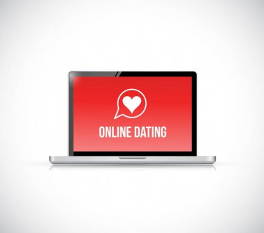 Online dating. dizüstü bilgisayar illüstrasyon