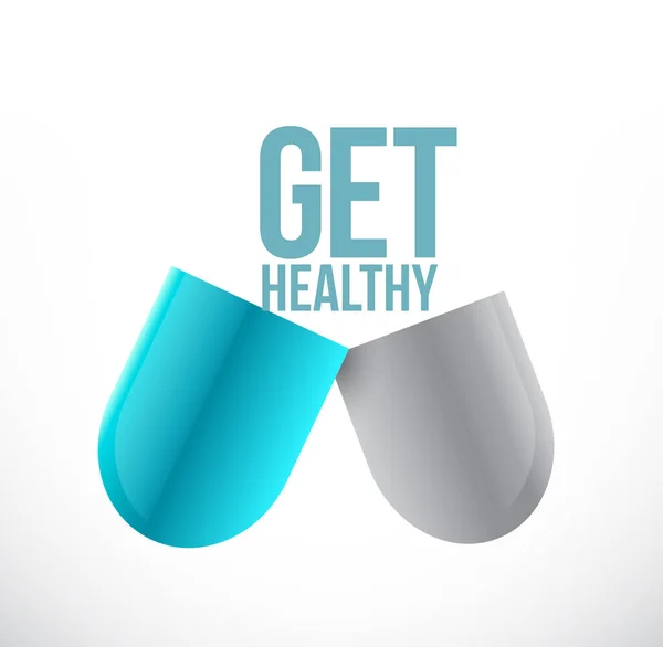 Get healthy pills medicine sign illustration — Stock Photo, Image