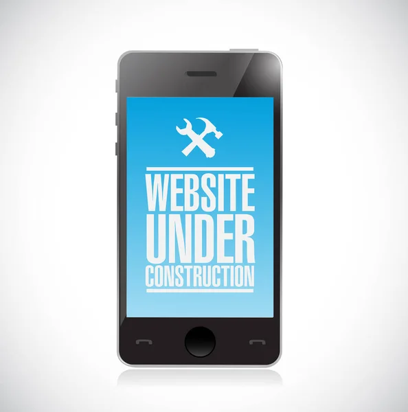 Website under construction tools smartphone sign — Stock Photo, Image