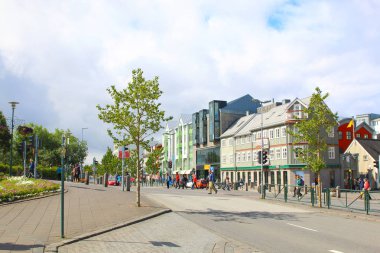 Reykjavik, İzlanda - 17 Temmuz 2017: Reykjavik şehir büyük