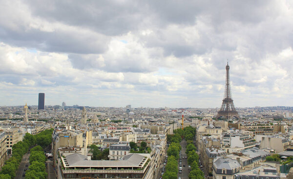 PARIS, JULY 2017: Skyline with view on Eiffel Tower, Paris, France