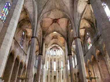 Barcelona - Temmuz 2017: Santa Maria del Mar, Barcelona, İspanya 