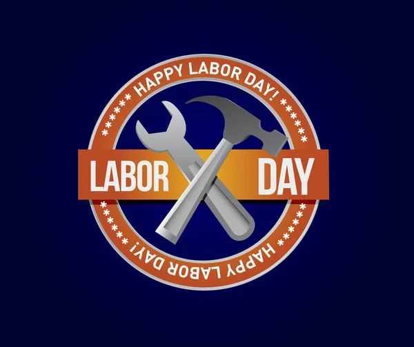 Labor day sigillo timbro arancione e strumenti — Foto Stock