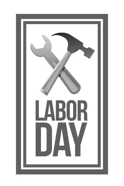 Labor day orange stämpel verktyg illustration — Stockfoto