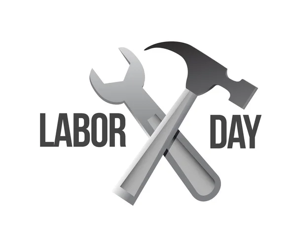 Labor day tecken och verktyg illustration — Stockfoto