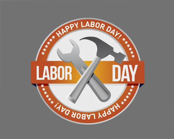 Labor day orange stämpelplatta och verktyg — Stockfoto