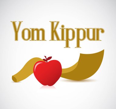 Yom Kippur Shofar boynuz ve elma izole