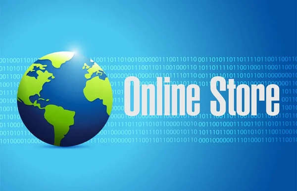 Online winkel binaire globe teken concept — Stockfoto