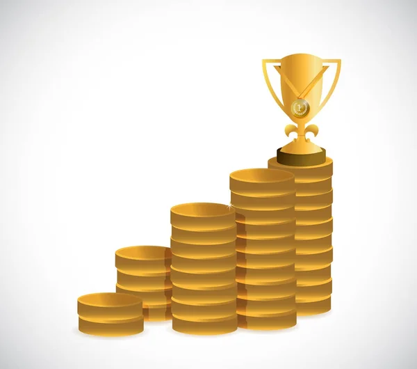 Trophy coin graph chart illustration design — Stock Photo, Image