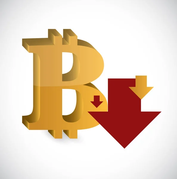 Падіння валюти bitcoin цінами ілюстрація — стокове фото