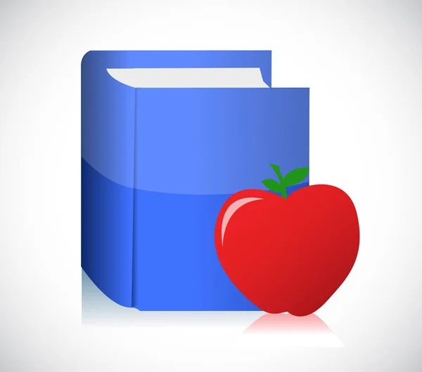 Libro azul y el concepto de educación manzana roja —  Fotos de Stock