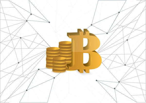 Bitcoin Goldmünzen Währungsnetzwerk-Diagramm — Stockfoto