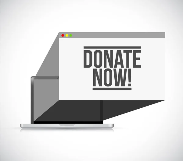 Пожертвовать сейчас онлайн ноутбук — стоковое фото