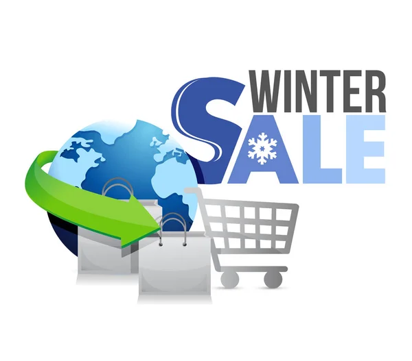 Winter sale shopping cart illustration