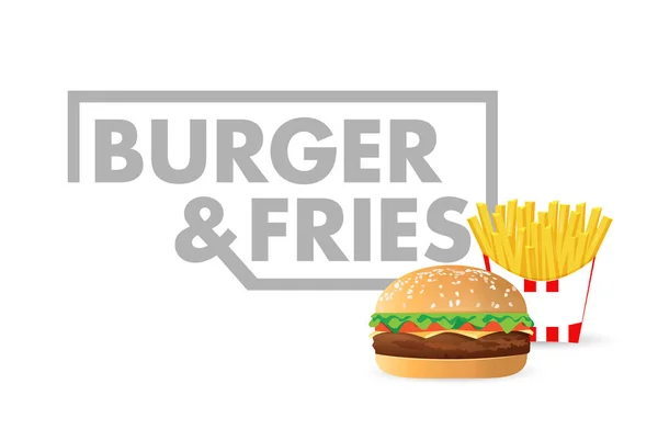 Burger und Pommes unterzeichnen Abbildung isoliert — Stockfoto