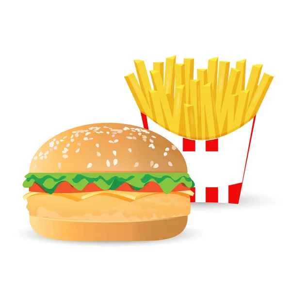Kuřecí burger a hranolky. izolovaný — Stock fotografie