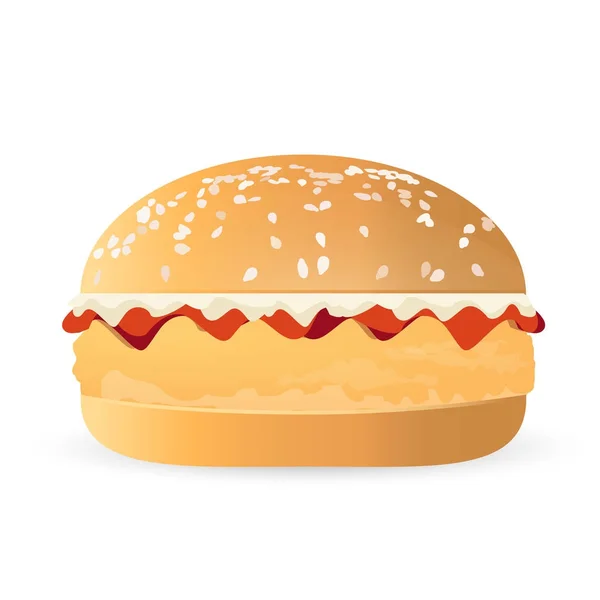 培根芝士鸡肉汉堡插图 — 图库照片