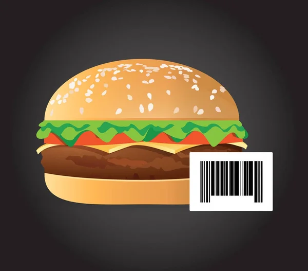 Burger και τα τηγανητά barcode έννοια εικονογράφηση — Φωτογραφία Αρχείου