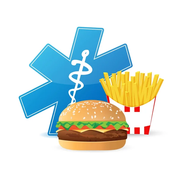 Hamburger e patatine concetto medico — Foto Stock