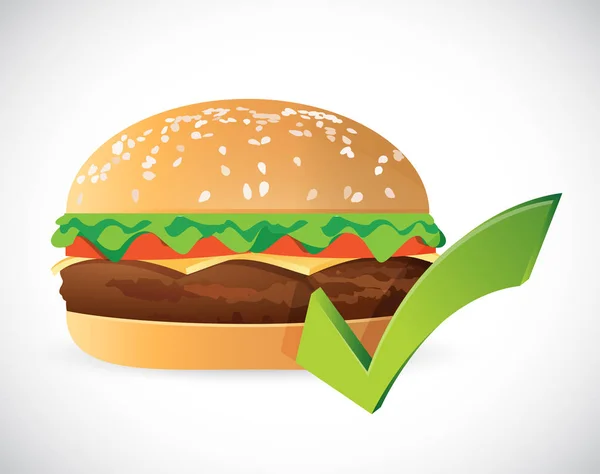 Burger check mark of approval concept illustration — Stock Photo, Image