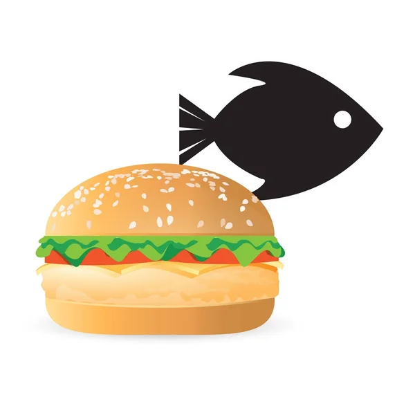 Balık burger konsept illüstrasyon tasarımı — Stok fotoğraf