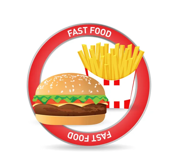 Burger és hasábburgonyával pecsét koncepcióterv illusztráció — Stock Fotó
