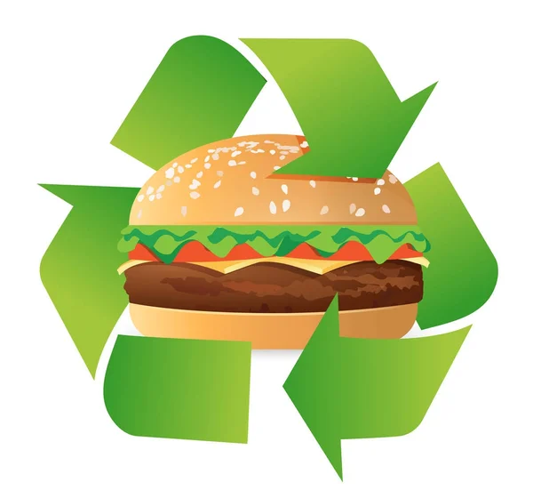 Recykling burger żywności ilustracja koncepcja — Zdjęcie stockowe