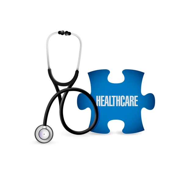 Medizinisches Stethoskop, Puzzleteil im Gesundheitswesen — Stockfoto