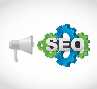 SEO hoparlör mesaj işareti kavramı illüstrasyon