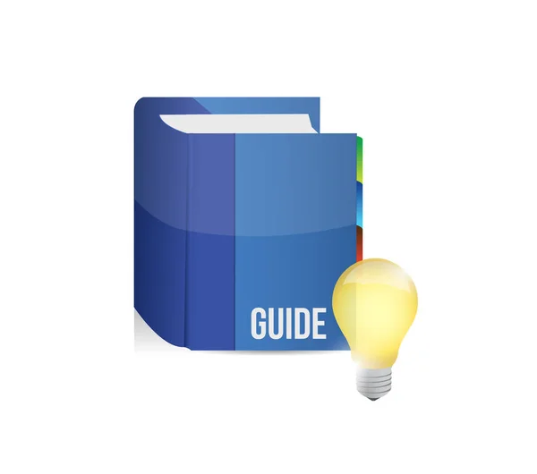 Blue guide book with idea bulb. — Stock Photo, Image