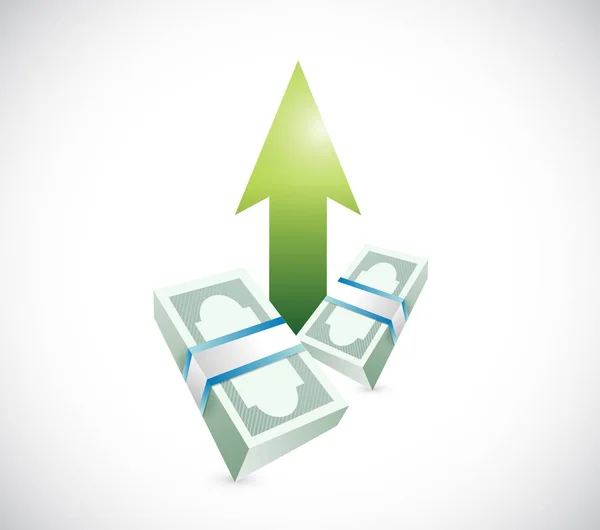 Stack of bill and up profit arrow concept — Stock Photo, Image