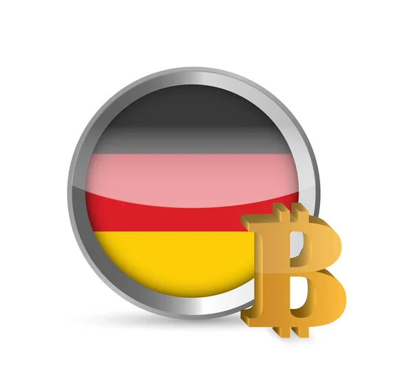 Bitcoin on the national waving flag of Germany. — Stock Photo, Image